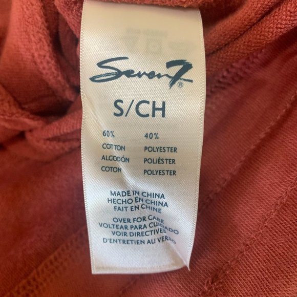 NWT SEVEN7 DOLMAN POCKET TIE FRONT THUMB-HOLSTER SWEATSHIRT MARSALA SMALL - Picture 11 of 11